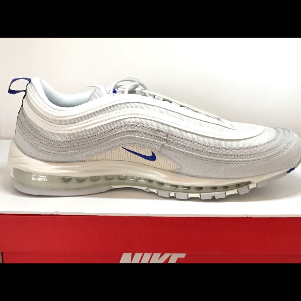 Nike Air Max 97 Premium Pure Platinum Racer Blue - Picture 6 of 8